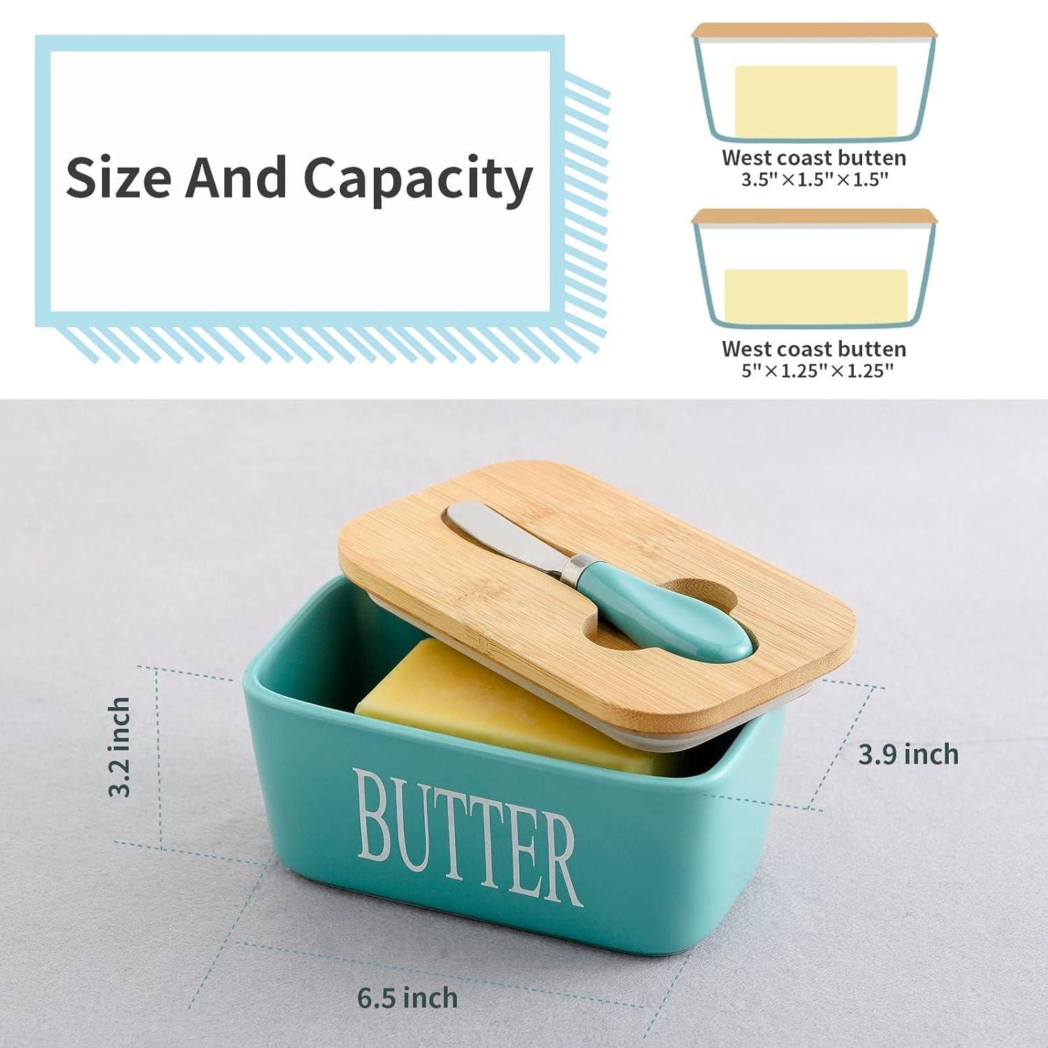 Ceramic Butter Dish with Wooden Lid